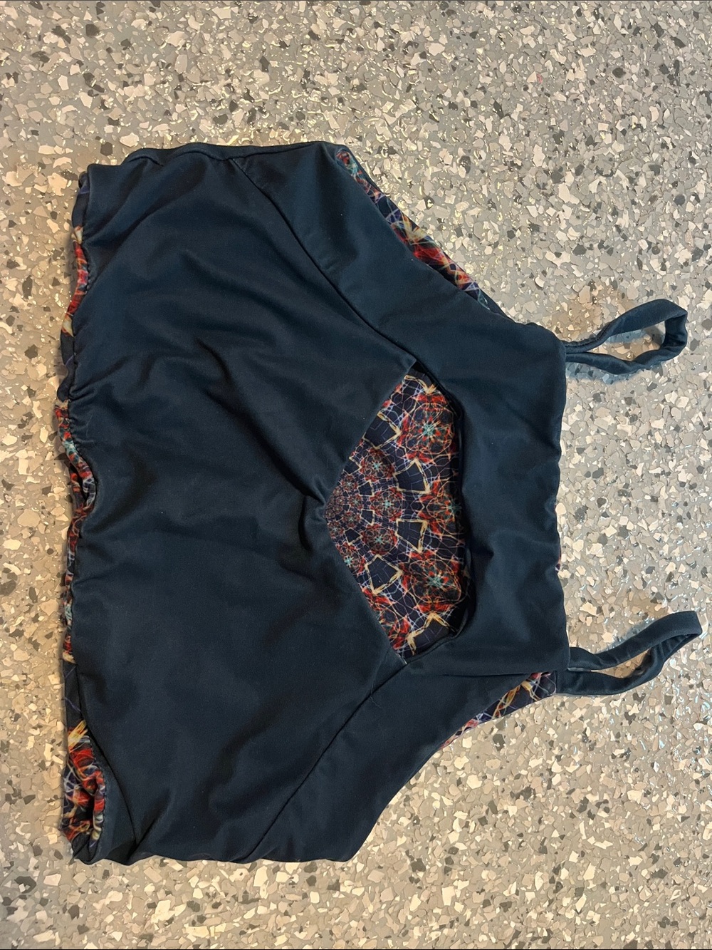 Printed Kaleidoscope Sports Bra - Navy Multi by Wolven - Picture 2 of 4
